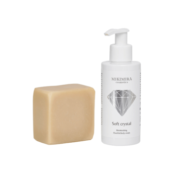 Kietasis indų ploviklis 200 g NATURAL ir drėkinamasis rankų ir kūno kremas SOFT CRYSTAL 150 ml